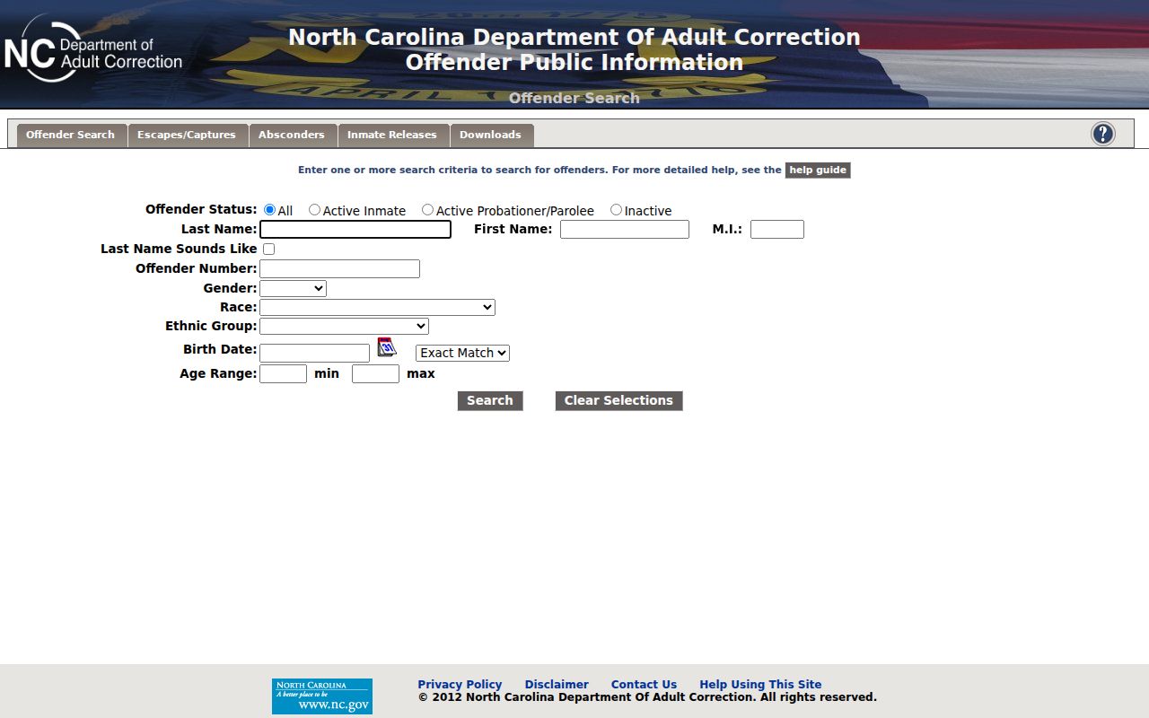 Vance County arrest follow-up through NCDAC offender search
