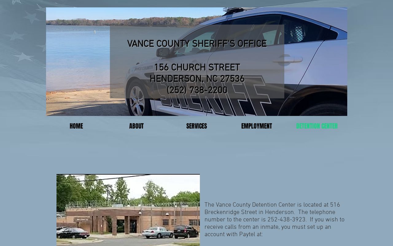 Vance County arrest booking and detention contact page