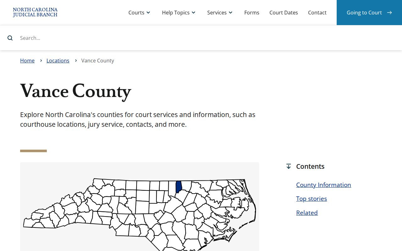 Vance County criminal history court services page