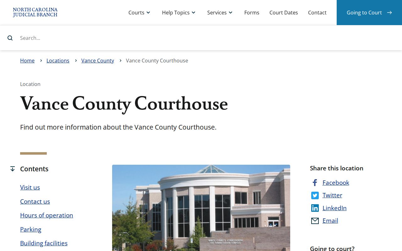 Vance County criminal records courthouse information